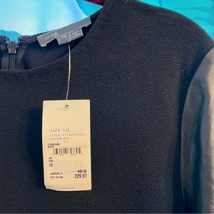 NWT Vince Sheath Dress with Leather Sleeves